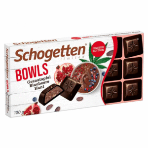 Шоколад Schogetten Bowls Dark Cocoa Pomegranate Blueberry Hemp с начинкой из тёмного какао с гранатом, черники и конопли опт
