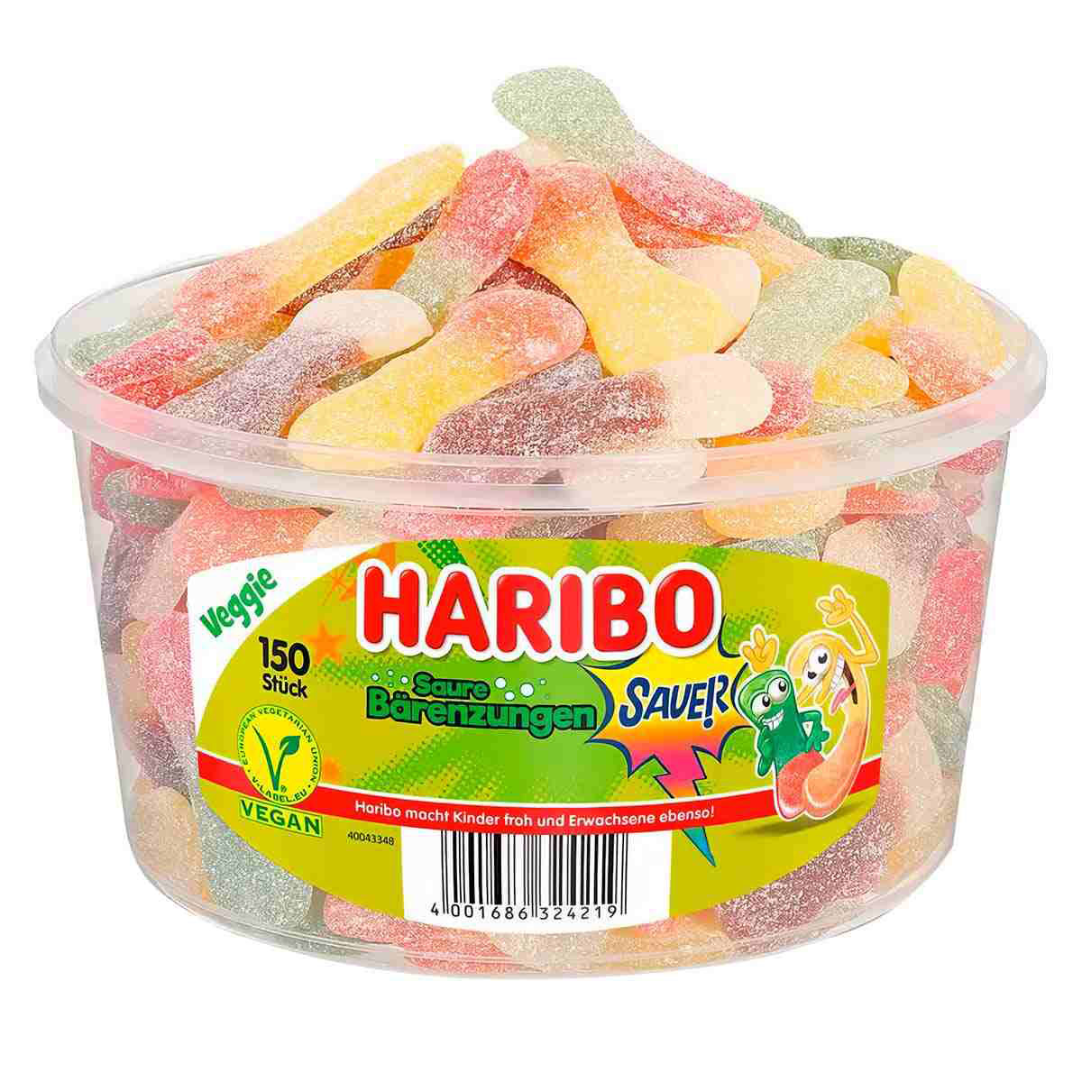 Жевательный-мармелад-Haribo-Veggie-Saure-Bärenzungen-медвежьи-языки,-1350-г Жевательный мармелад Haribo Veggie Saure Bärenzungen медвежьи языки опт