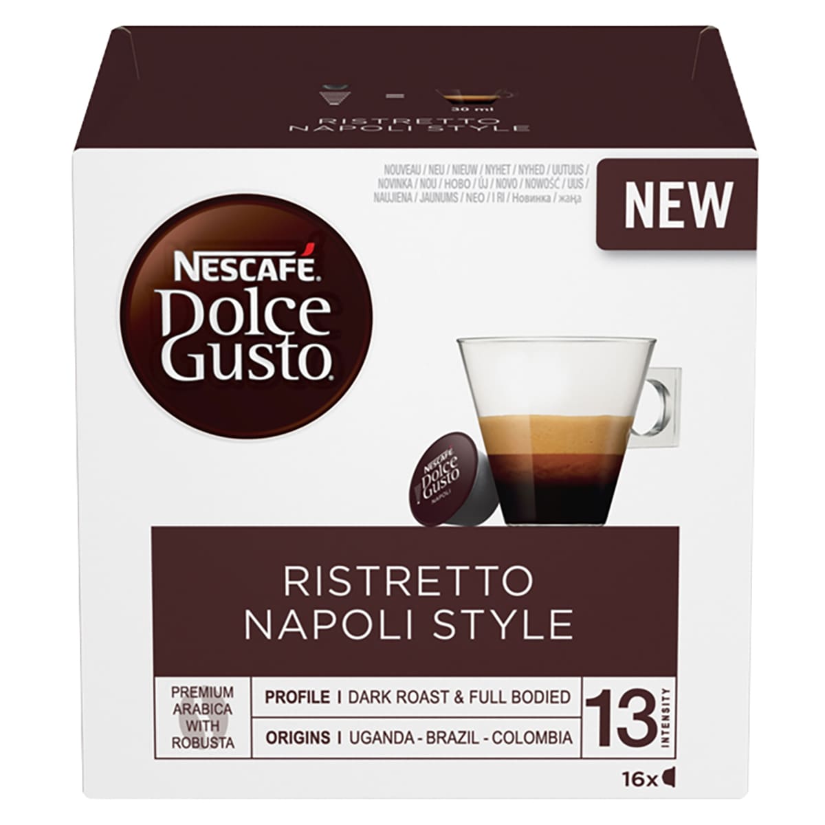 Кофе натуральный жареный молотый в капсулах Nescafe Dolce Gusto Ristretto Napoli (16 капсул), 128 г Кофе натуральный жареный молотый в капсулах Nescafe Dolce Gusto Ristretto Napoli